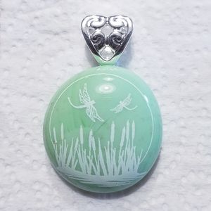 Mint green Dragonfly Glass pendant